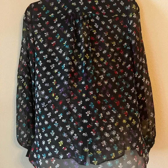 DVF butterfly black silk sheer blouse - Picture 2 of 3